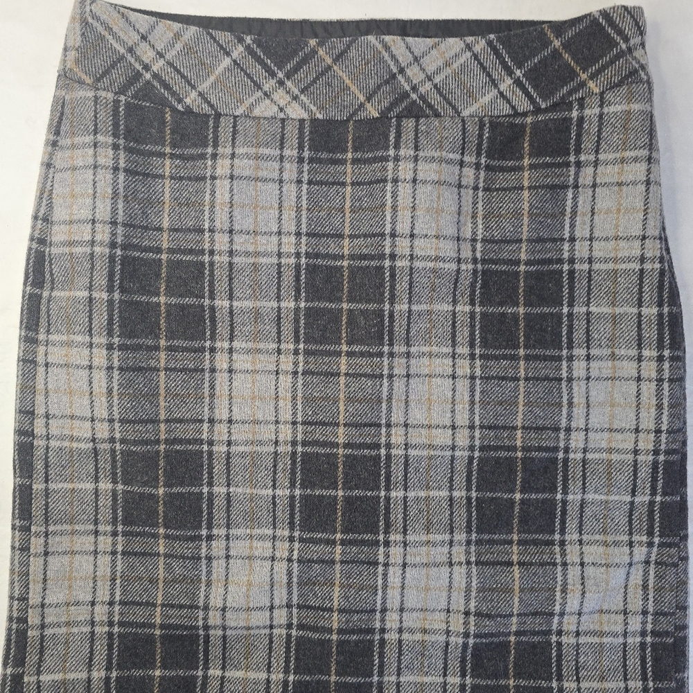 Eddie Bauer Skirt Gray Tartan Plaid Lined Wool Blend Heritage Academia 6